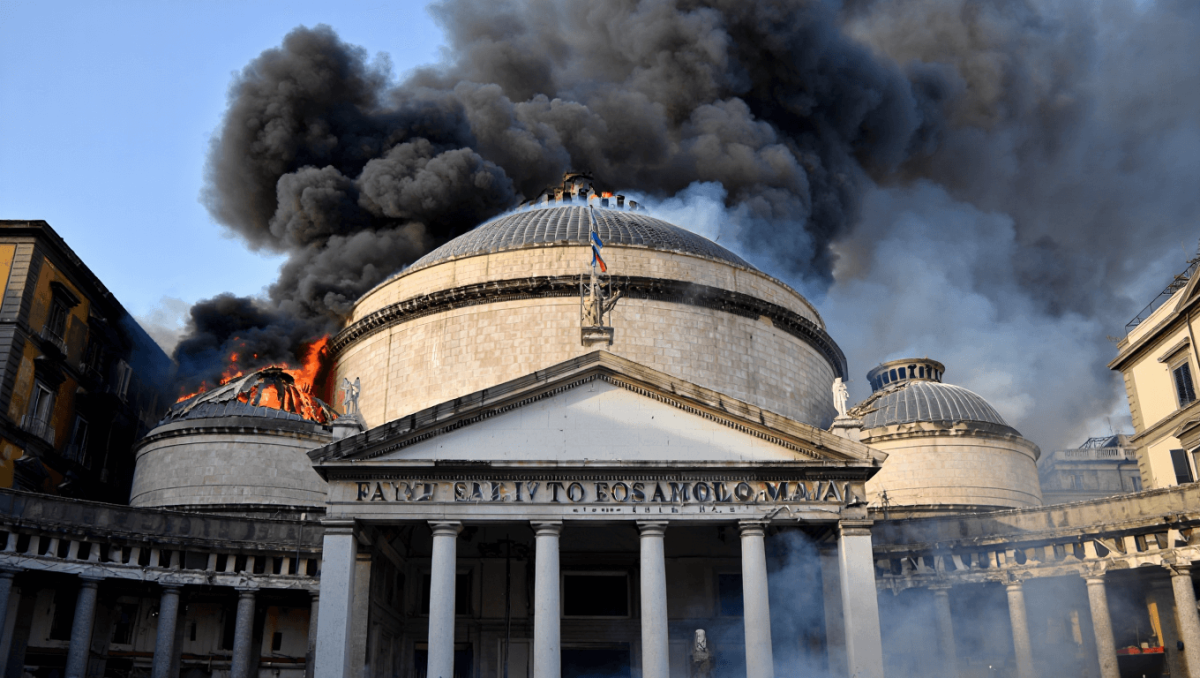 Napoli, in fiamme lo storico Teatro Sannazaro di Chiaia: crolla la cupola, quartiere nel fumo