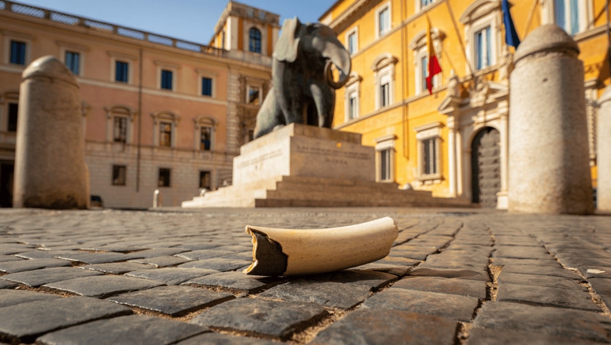 Roma, spezzata la zanna dell’Elefantino di piazza della Minerva