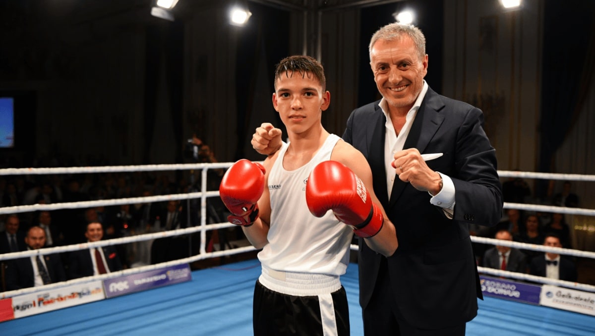 Lorenzo Mattia Berlusconi è un fenomeno della boxe: vince la partita sotto gli occhi del papà