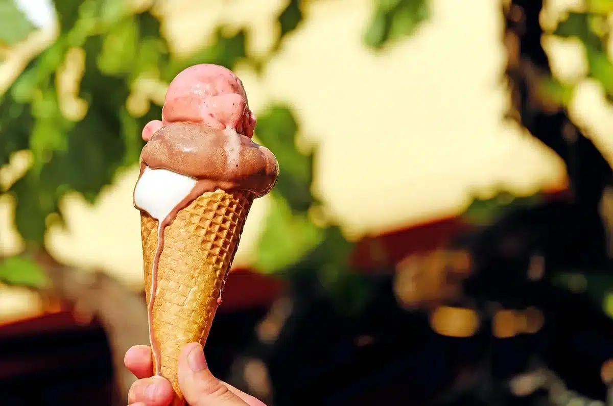 Macchina per la produzione di gelato in una fiera tecnologica